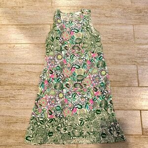 J.Jill Womens S Floral Print Sleeveless Green High-Lo Dress Vacation Beach